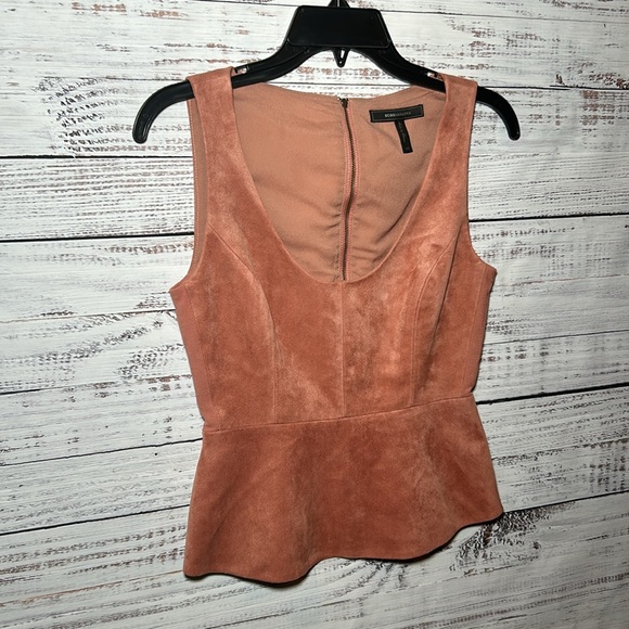 BCBG MaxAzria Cladiana Suede Peplum Top - Picture 5 of 16